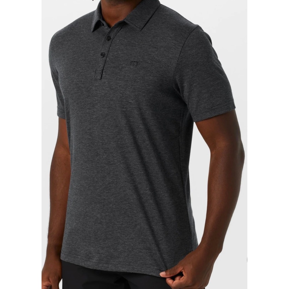 Travis Mathew Zinna Polo Mens Large Grey Excellent Heathered Pima Cotton Blend